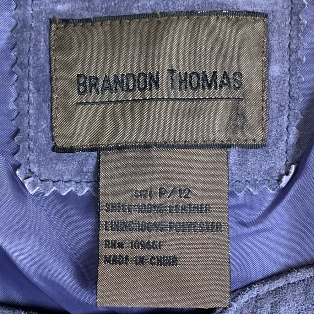 Brandon Thomas Womens Size Petite 12 Leather Pants Blue Gray Pockets NWT - Picture 5 of 10